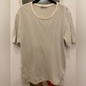 Men’s Zara size large cream and grey stripped shirt
